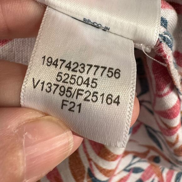 Lands End 100% Linen Ivory Multi Dyed Leaves A Line Long Sleeve Tunic Women's 18 - Picture 11 of 11